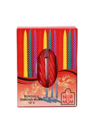 X-202 12 Li Şamdan Mum Renkli