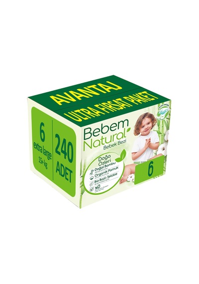 Bebem Natural Bebek Bezi 6 Numara XL Ultra Fırsat Paketi 240 Adet 4'lü