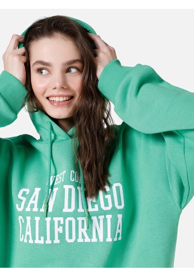 Colin's Colins Regular Fit Baskılı Yeşil Kadın Sweatshirt Cl1067398 Apple Green Yeşil