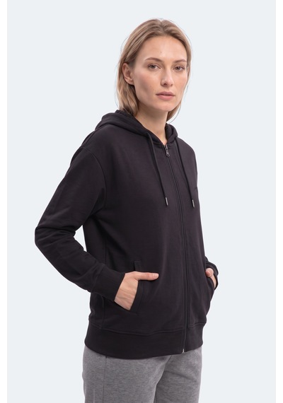 Slazenger Kıron I Kadın Kapüşonlu Siyah Sweatshırt