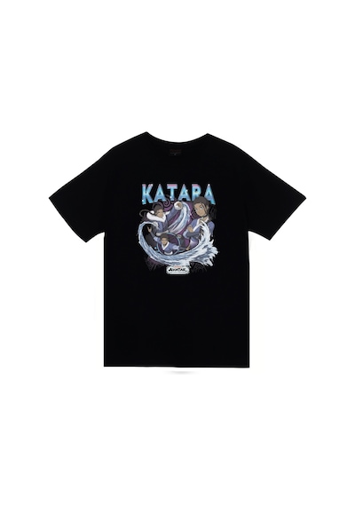 Avatar The Last Airbender Katapa Baskılı %100 Pamuk Unisex Siyah T-shirt SIYAH