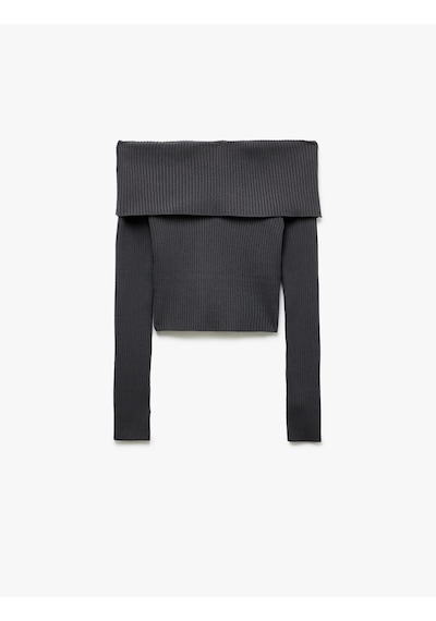 Koton Slim Fit Uzun Kollu Omzu Açık Madonna Yaka Triko Kazak Antrasit 5sal90022ht Antrasit Koton Slim Fit Uzun Kollu Omzu Açık Madonna Yaka Triko Kazak Antrasit 5sal90022ht Antrasit