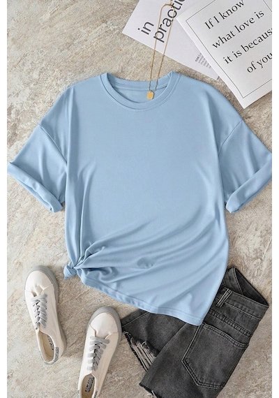Uyguntarz Unisex Van Gogh Baskılı Oversize Tshirt Bebe Mavisi