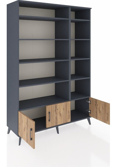 Hyperion Dolap 10 Raflı 3 Kapaklı 132x44x195 Antrasit-çam/ant... Antrasit