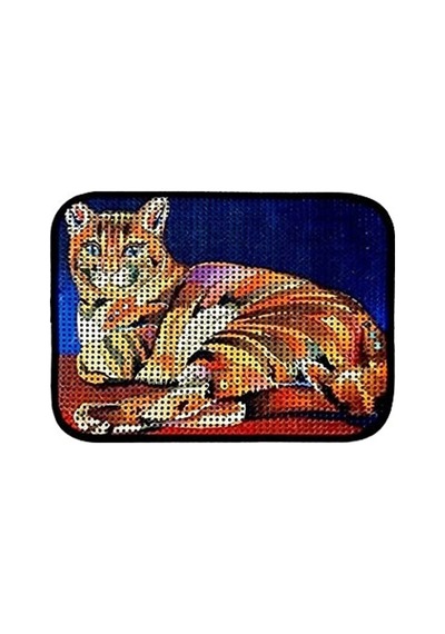 60 X 45 Cm Elekli Desenli Kedi Tuvalet Önü Paspası, Kaplan Desenli 2li