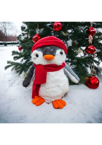 Toyzz 40 Cm Peluş Pingu Penguen Kırmızı Şapkalı Peluş Oyuncak Uyku Arkadaşı
