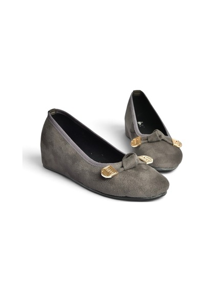 Fox Shoes Y250750702 Gri Süet Alçak Dolgu Tabanlı Kadın Ayakkabı