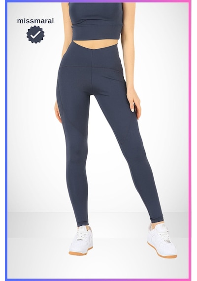Missmaral Slim Fit Tayt Yüksek Bel Toparlayıcı Antrasit Spor Model Flatlock Dikiş Detaylı Oslo 1090 Antrasit