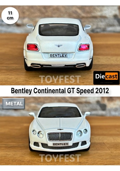 2012 Bentley Continental Gt Speed Çek Bırak Kapıları Açılabilen Metal Model Araba - Beyaz 11.5 Cm