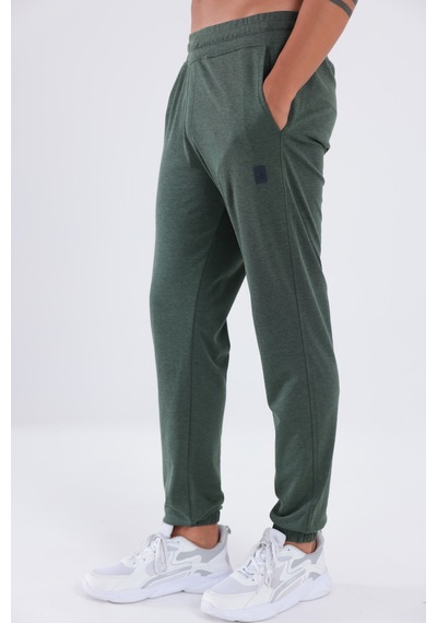 Rowinger Premium Merserize Kumaş Logolu Lastikli Paça Jogger Erkek Eşofman Altı Haki