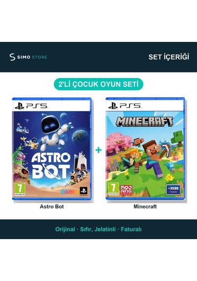 Astro Bot + Minecraft Ps5 2'li Çocuk Oyun Seti