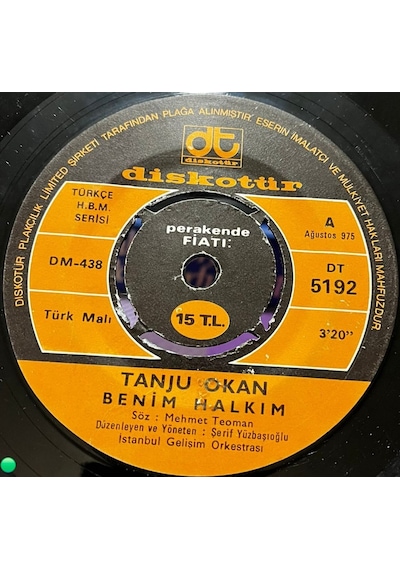 Tanju Okan - Benim Halkım / Biz Doğuştan Sanatçıyız 1975 Orijinal 45'lik