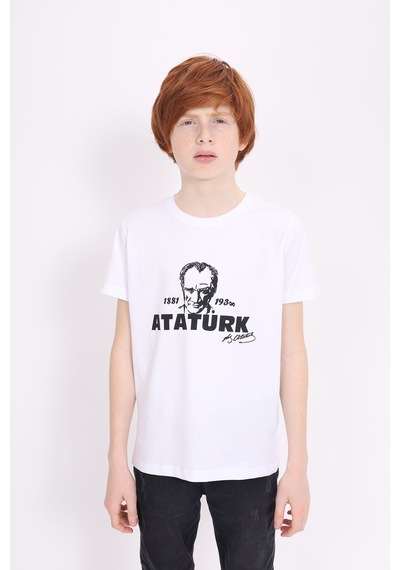 Toontoy Kids Toontoy Unisex Çocuk Baskılı Tişört Beyaz