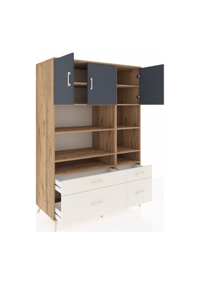 Kronos Dolap 10 Raflı 4 Çekmeceli 3 Kapaklı 132x59x195 Çam-an... Çam