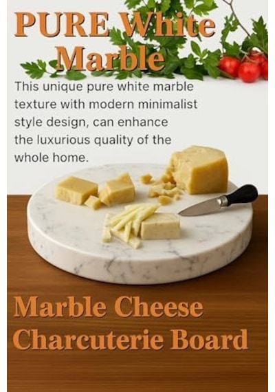 Handcrafted White Marble Round Serving Board Natural Stone Cheeseboard, Elegant Charcuterie Platter, Pastry & Dessert Display Non-porous, Cool Surface For Kitchen & Dining Decor Açık Gri Handcrafted White Marble Round Serving Board Natural Stone Cheeseboard, Elegant Charcuterie Platter, Pastry & Dessert Display Non-porous, Cool Surface For Kitchen & Dining Decor Açık Gri