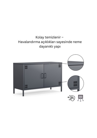 Tv Ünitesi, Tv Dolabı,2 Kapaklı Dolap 100,50 X 40 X 64,50 Cm Ral 7016 Antrasit Tv Ünitesi, Tv Dolabı,2 Kapaklı Dolap 100,50 X 40 X 64,50 Cm Ral 7016 Antrasit