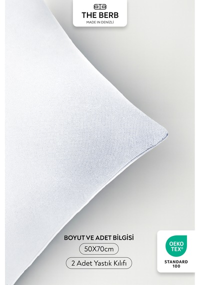 2'li Lakost Örgü Yastık Kılıfı Seti %100 Pamuk 50 X 70 Fermuarlı Beyaz