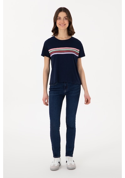 U.S. Polo Assn. Kadın Lacivert Bisiklet Yaka Tişört 50308639-VR033
