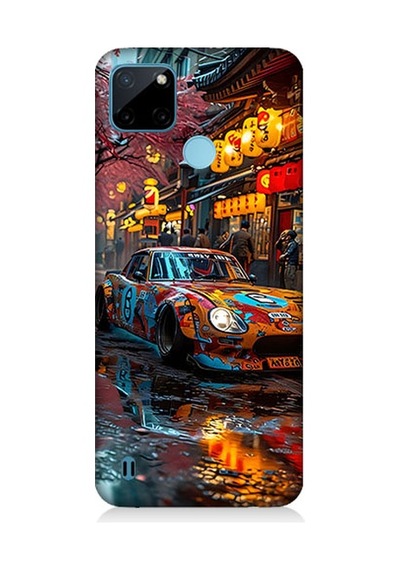 Realme C21y Uyumlu Renkli Araba Desenli Silikon Kılıf