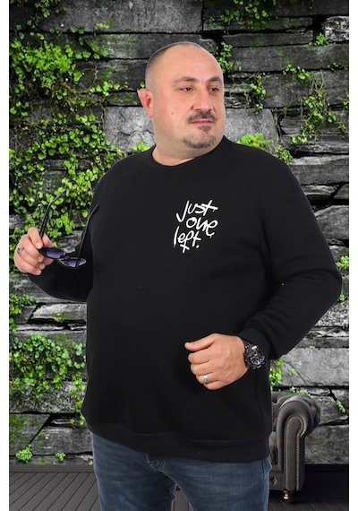 Moc Grande Mocgrande Büyük Beden Erkek Sweat Just 22733 Sıyah Siyah