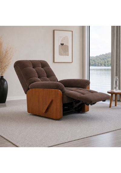 Smarto Relax Ticino Manuel Mekanizmalı Ayak Uzatmalı Ahşap Yan Panelli Polyester Tv Koltuğu Baba Koltuğu Kahverengi