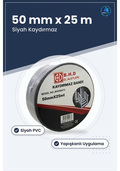 Kaydırmaz Bant 50 Mm X 25 M Siyah Pvc Merdiven Basamak Rampa Depo