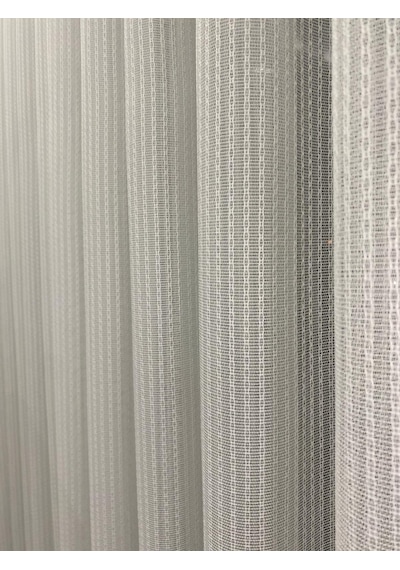 4042 Desenli Modern Ekru Tül Perde 1/3 Sık Pileli Ekru