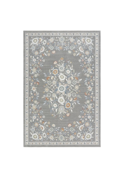 Cool Halı Floor Gri Vintage Çiçekli Klasik Salon Oturma Odası Dekoratif Pati Dostu Halı