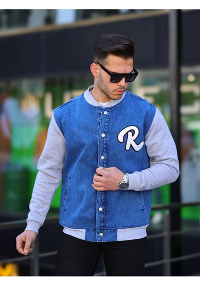 Little Cup Erkek Çıtçıtlı Mavi Oversize Spor Kot Ceket