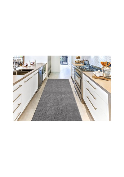 Plato Halı Opqo Sarmaşık Premium Oturma Odası, Salon, Antre, Yıkanabilir Polyester Kaymaz Taban Gri Halı