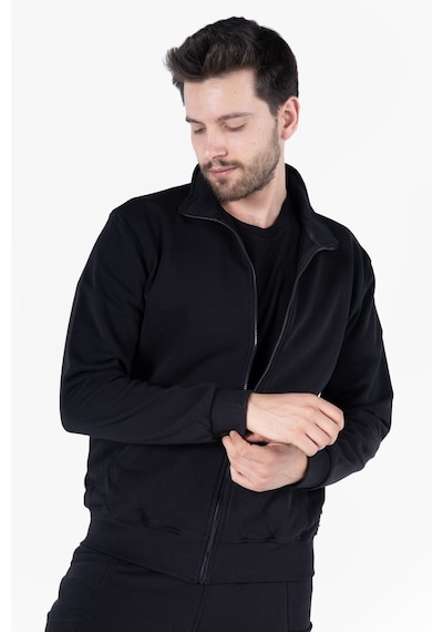 Owl 9150 Diagonel Fermuarlı Sweatshirt Siyah