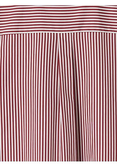 Lcw Vision Mürdüm Çizgili Oversize Poplin Kadın Gömlek