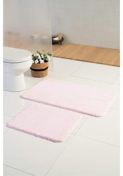 Buççin Online Mağaza Softmicro Pembe 60x100 - 60x50 Cm 2'li Banyo Paspası Polyester Kalın 12 Mm + Pembe Çok Renkli