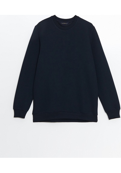 Lcw Vision Lacivert Bisiklet Yaka Uzun Kollu Erkek Sweatshirt