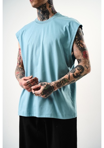 Respire Erkek Basic Tank Top Atlet Bebe Mavi Bebek Mavi