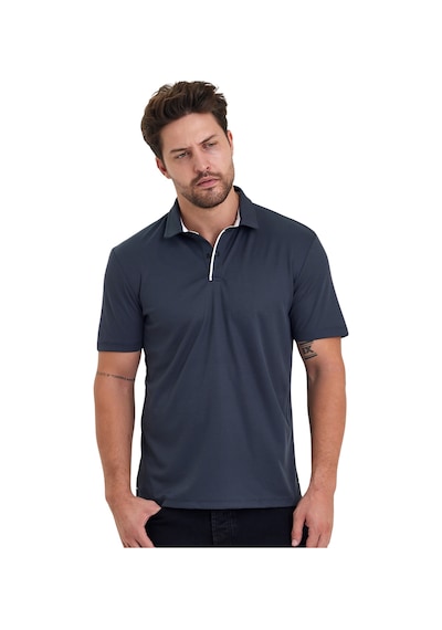 Erkek Kısa Kol Polyester Polo Yaka Fonksiyonel Tişört Antrasit