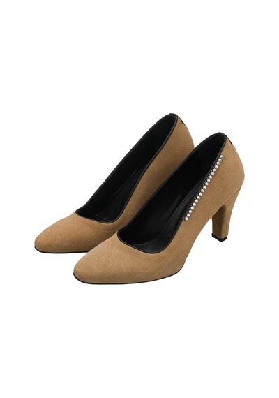 Costo Shoes 40-41-42-43-44 Numara Ays7986 Kum Süet Deri Topuklu Özel Seri Kadın Stiletto Bej