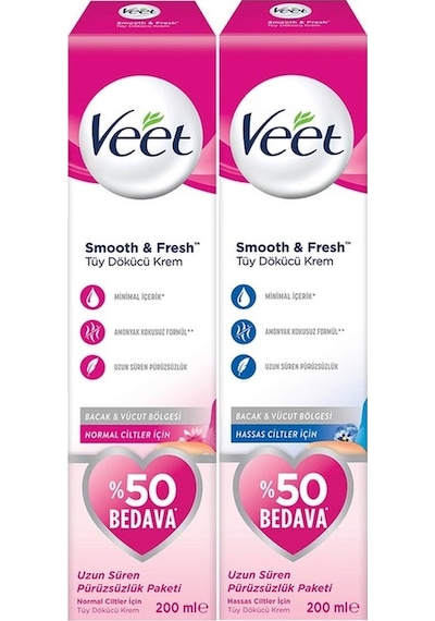 Veet Normal Ciltler için Tüy Dökücü Krem 200 ML + Hassas Ciltler için Tüy Dökücü Krem 200 ML