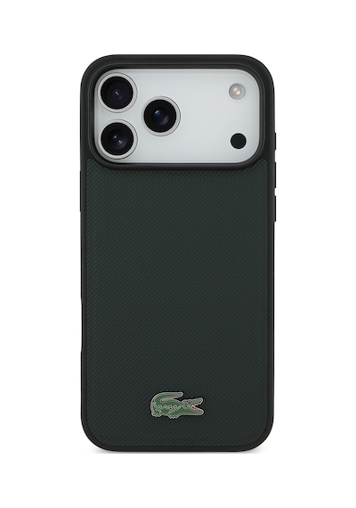Apple Uyumlu iPhone 18 Pro Max Kılıf Lacoste Lisanslı M-safe Uyumlu Pu Pike Desenli Metal Logolu Kapak Koyu Yeşil