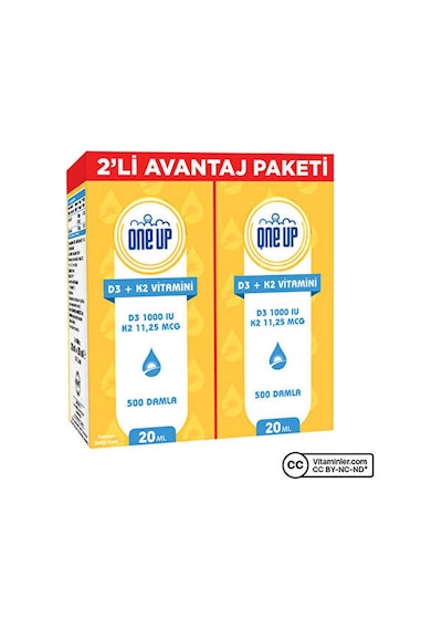 One Up D3 + K2 Vitamini 2 X 20 Ml Damla