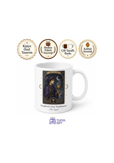 Tarot Kartları Kupa Kızı Gelecek Okuyucu Mistik Kupa Bardak Hediye Beyaz / Çok Renkli