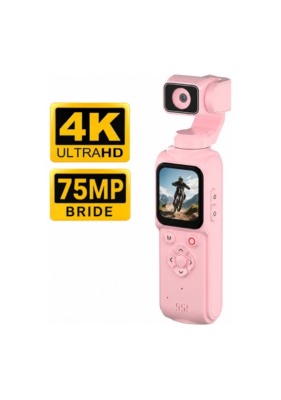 Qstar 4k Profesyonel Vlog Kamerası Pembe 330 Döner Lensli Dijital Video Kamera Yüksek Stabilizasyon