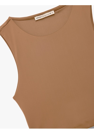 Koton Skinny Bisiklet Yaka Kolsuz Crop Top Açık Kahverengi 5slk90040mk Açık Kahve Koton Skinny Bisiklet Yaka Kolsuz Crop Top Açık Kahverengi 5slk90040mk Açık Kahve