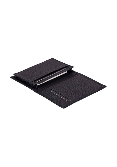 Bloominbag Bloomcard Verta Obsidian Black Hakiki Deri Dikey Kartlık Siyah