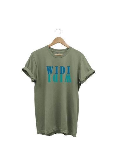 Widi Logo Aynalanmış Tasarım Baskılı %100 Pamuk Regular Fit T-shirt Haki