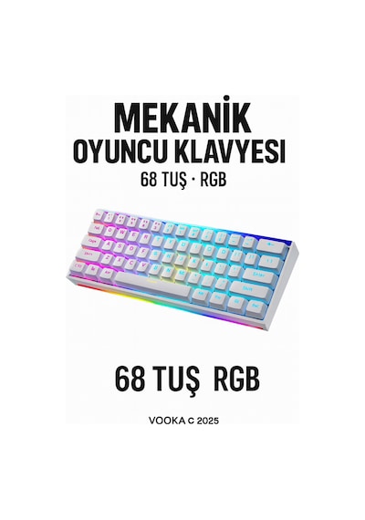 68 Tuş Red Switch Rgb Mekanik Oyuncu Klavyesi Hot Sbhghhhwapple, Renkli Aydınlatma Gaming Keyboard