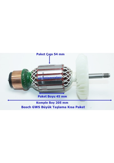 Bosch Uyumlu Tipi Gws 24-180 Endüvi Rotor Kollektör Uzun Paket