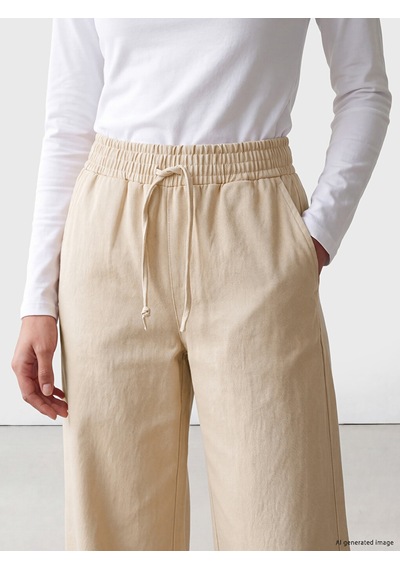 Lcw Modest Bej Beli Lastikli %100 Pamuklu Kadın Pantolon