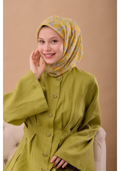 Silk Home Soft Eşarp 73091-41 Gümüş, Vizon, Sarı, Çimen Yeşili
