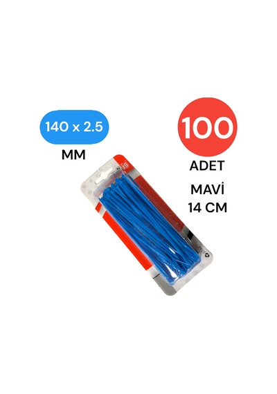 Tek-iş Plastik Kablo Bağı Klipsi Cırt Kelepçe 140 Mm X 2.5 Mm Mavi 100 Adet